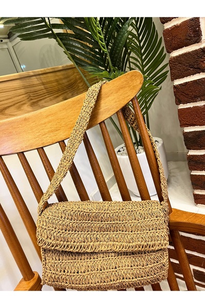 MODA Hasır Omuz Çantası %100 El Emeği Şık Çanta Plaj Çantası