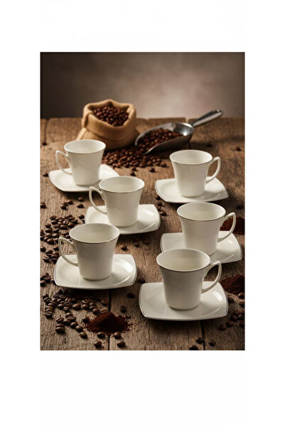 Kütahya Porselen Bone Mare 12 Parça Kahve Fincan Takımı - 6 Kişilik Mandalinna