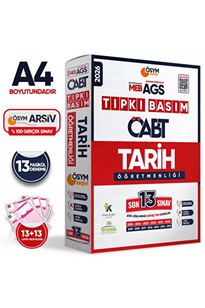 2026 MEB-AGS ÖABT Tarih Öğretmenliği ÖSYM Tıpkı Basım 13lü Deneme Paketi Dijital Cevaplı