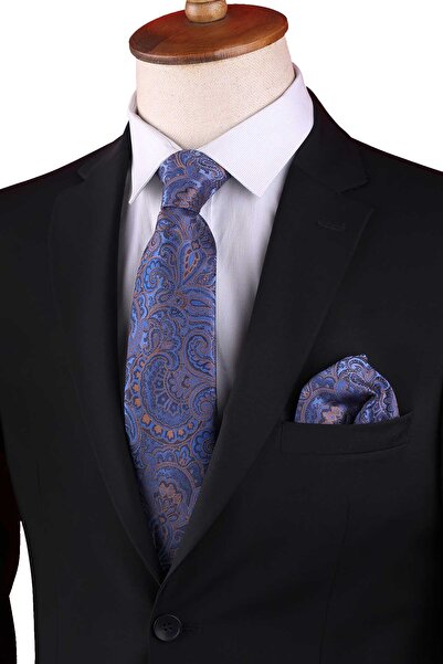 Kravatkolik ربطة عنق كلاسيكية مع منديل شال أزرق KK13125