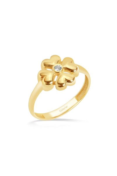 Diamond Line-Gülaylar Altın Çiçek Formlu Yüzük - Zarafetin Doğal Işıltısı