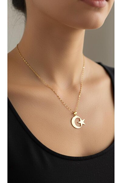 kuyumcu nurettin 2.50 gr (GRAM) Ay Yıldızlı Kolye Aynalı Zincir 14 Ayar Altın...