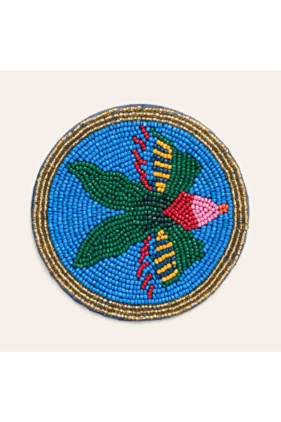 Zsa Zsa Zsu Dadrı Cam - Polyester Bardak Altlığı 10 Cm Mavi