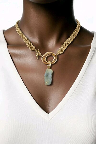 birtarz قلادة من حجر الأكوامارين بتصميم خاص