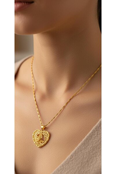 kuyumcu nurettin 7.50 gr (gram) Kalp Desenli Reşat Kolye 22 ayar altın