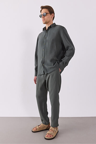 VENA Erkek Beli Lastikli Pantolon (CUPRO) - HAKİ