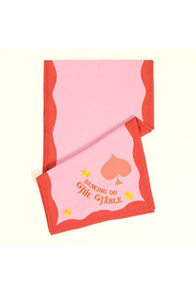 Zsa Zsa Zsu Nilüfer Dijital Baskılı Nakışlı Polyester Runner 50x180 Cm Pembe