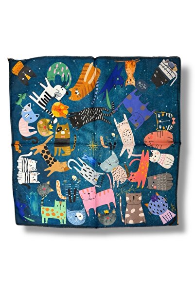 Oyt DÜKKAN Oytdükkan Neşeli Kediler Tasarım Bandana / Fular 48 X48