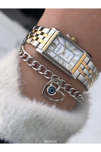 Ferrucci Silver Gold Color Steel Cord, Women's Wristwatch Bracelet with Gift