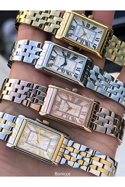 Ferrucci ساعة يد نسائية من Eoma مع قرص أرقام، سوار فولاذي، لون وردي مع سوار هدية