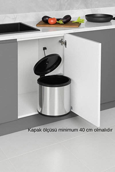 Home Kapağa Monte Dolap Içi Çöp Kovası Paslanmaz Çelik Mutfak Tezgah Altı Otomatik Kapak 30x 30