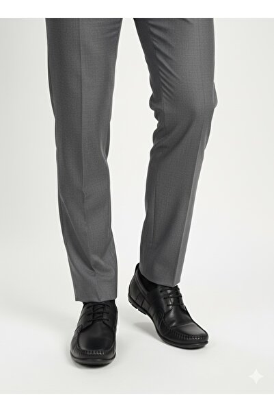 LİCCAS Erkek Kundura İlkbahar-Sonbahar Hakiki Deri Kauçuk Taban Siyah Renk Ba...