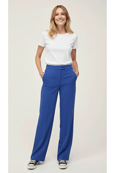 vividbutik Saks Mavisi Bol Paça Pantolon