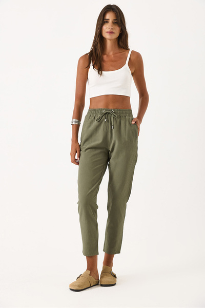 VENA Γυναικείο παντελόνι παραλίας Dobby με ελαστική μέση - Χακί