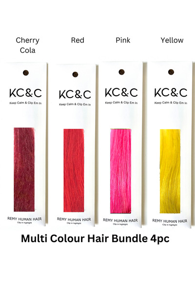 keep calm & Clip Em In - Pink, Red, Yellow, Cherry Cola, Hair Highlights Real...