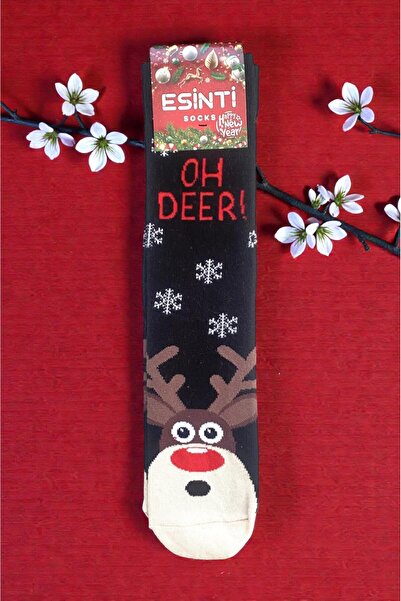 Esinti Unisex Christmas Socks Colorful Patterned Gift New Year Men Women Long Socks Single