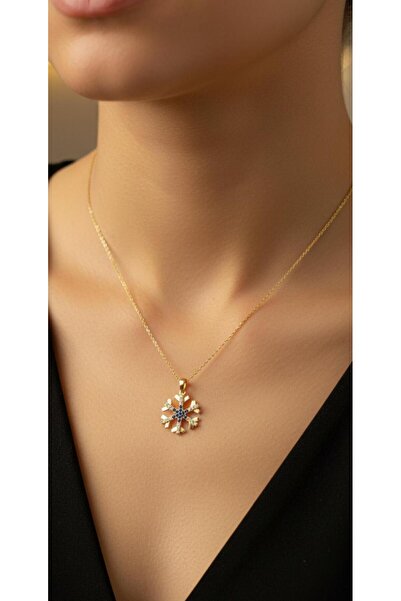 kuyumcu nurettin 4.40 Gr(GRAM) Taşlı Kar Tanesi Kolyee 22 Ayar Altın