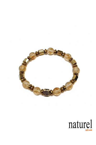 Naturel Tılsım سوار يونيسكس من حجر السيترين الطبيعي الأصلي - حجر طبيعي علاجي ...