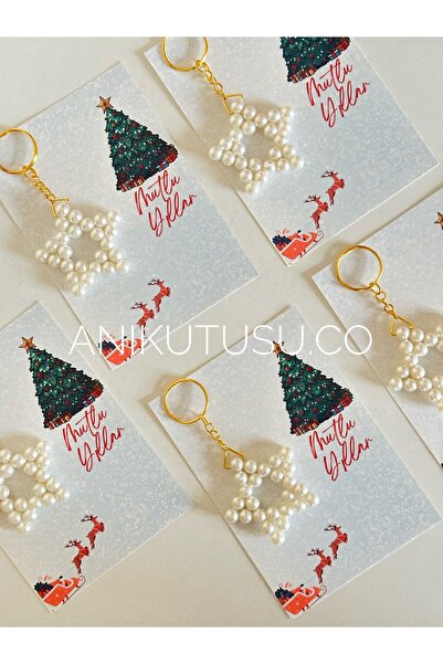 Anı Kutusu 5 Adet Yeni Yılınız Kutlu Olsun Kartlı Hediyelik Anahtarlık - Mutl...