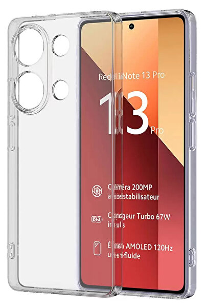 CEPSTOK Xaiomi Redmi Note 13 Pro 4G Kılıf Şeffaf Kamera Korumalı Yumuşak Silikon