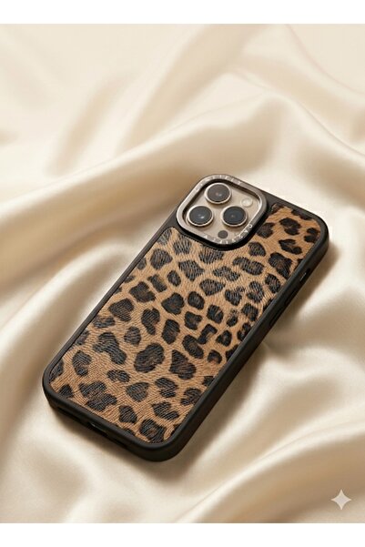 OSG iPhone 16 Pro Max Uyumlu Kılıf Leopar Desenli Kabartmalı Desenli Darbe Em...