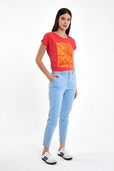 VENA Γυναικείο τζιν παντελόνι Norah Sky Blue με ελαστική μέση - Sky Blue