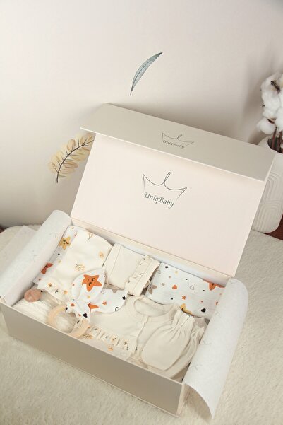 Uniq Baby Yıldız Desenli 10 Parça Yenidoğan Bebek Hediye Kutusu – Pike, Müsli...