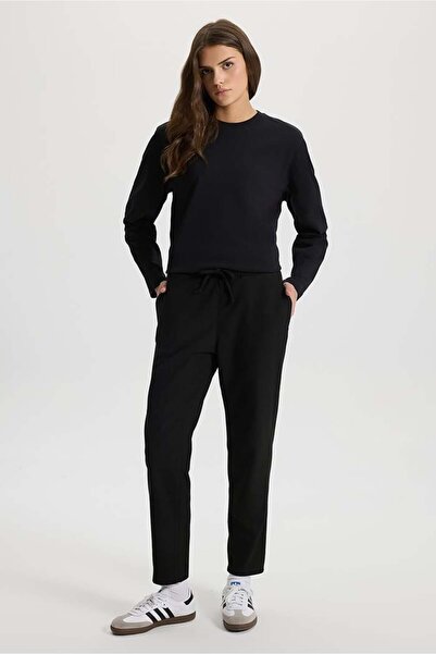 VENA Kadın Alian Beli Lastikli Kaşe Pantolon - Siyah