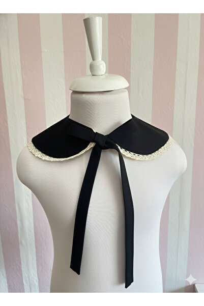 Eylülce Butik Çocuk Vintage Dantelli Siyah Yakalık
