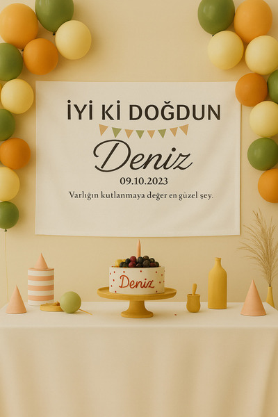 LUNA DİZAYN Kişiye Özel Doğum Günü Happy Birthday Duvar Örtüsü Duvar Halısı B...