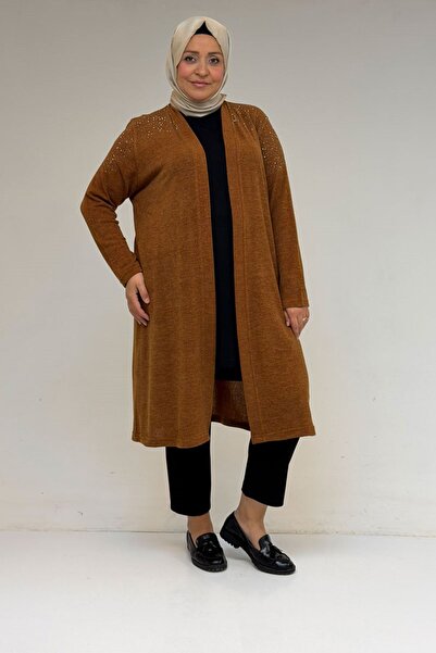 Eslina 53047 Plus Size Mir Jacket with Shoulder Stone Detail - Tan