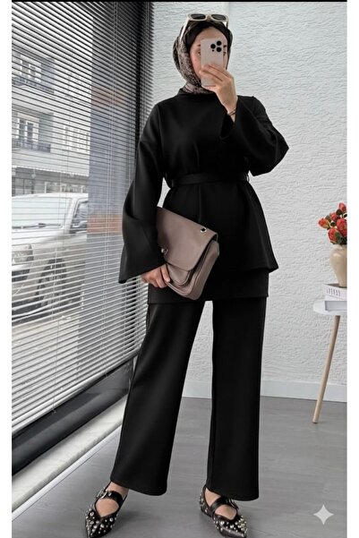 İMONER طقم سكوبا نسائي مكون من قطعتين بحزام أسود وقصة فضفاضة