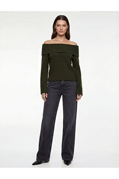 Koton Long Sleeve Off-the-Shoulder Knitwear Sweater