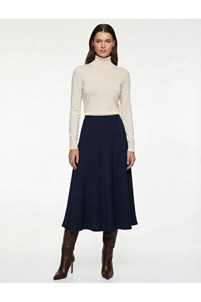 Koton Regular Fit Midi Length Satin Flared Skirt