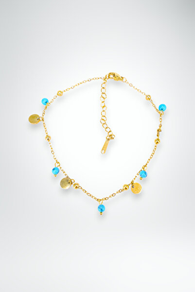 Stella Fortis Turquoise Stone Single Row Anklet |   Ultra Light Gold Chain