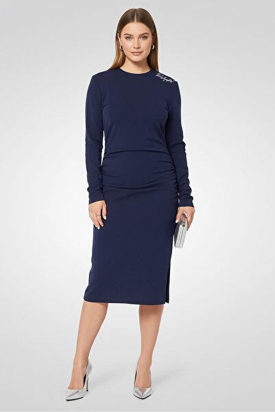 Karl Lagerfeld Women Plain Midi Dress, Navy