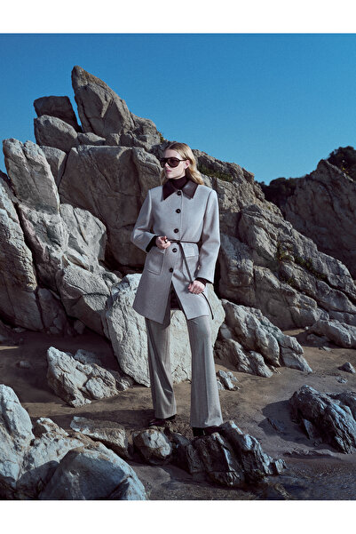 Koton X Şahika Ercümen - Pantaloni lungi din țesătură cu picioare largi, cu b...