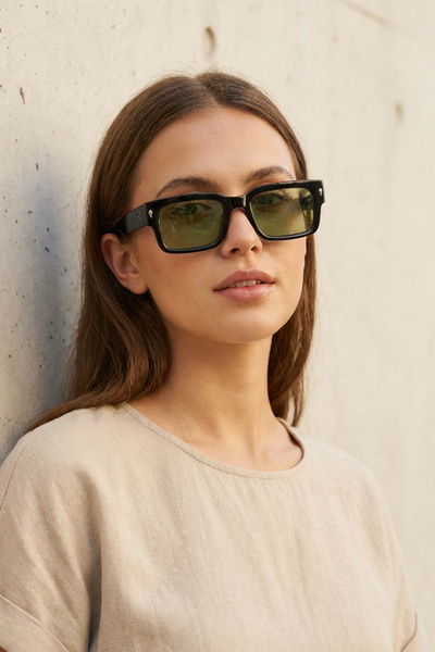 Kapin Great Dikdörtgen Kemik Güneş Gözlüğü - Yeşil Cam