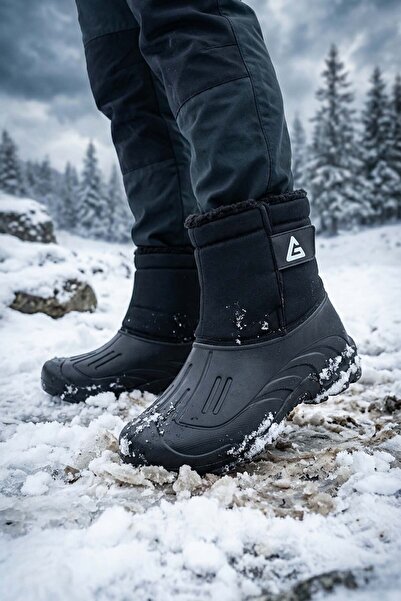 GEZER Men's Winter Plush-Lined Waterproof Single Velcro Adjustable Ankle Strap Comfortable Sole Daily Wear