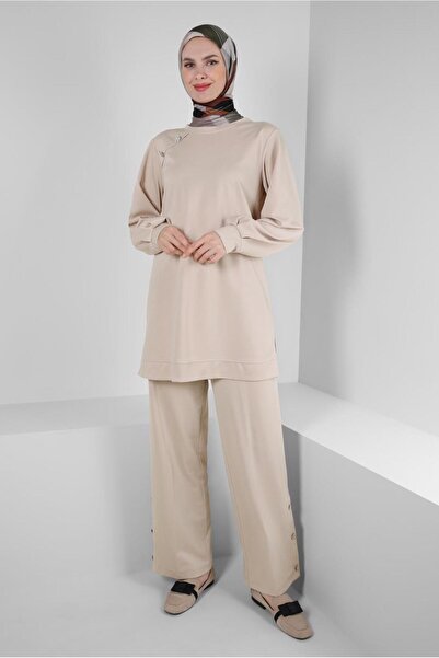 Alvina TAŞ DETAYLI DÜĞMELİ İKİLİ PANTOLONLU TAKIM 43727