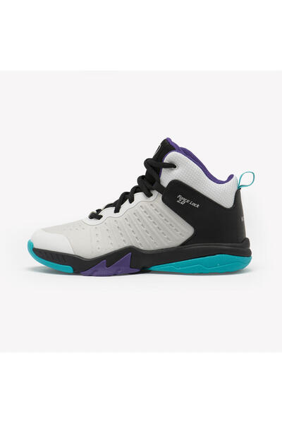 Decathlon Tarmak Kids Basketball Shoes - White/Black/Purple - Ss500H