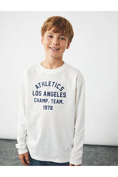 Koton تي شيرت قطني بأكمام طويلة ورقبة دائرية مطبوع