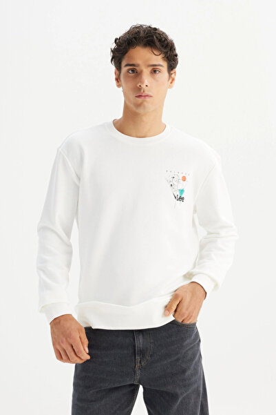 Lee Regular Fit Printed White Men's Sweatshirt L2520361102