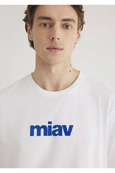 Mavi Miav Baskılı Erkek T-Shirt M067153-620