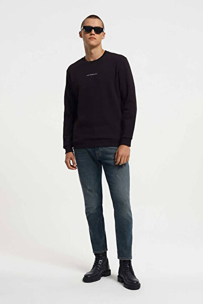 Loft Hanorac negru pentru bărbați cu croială normală Lf2034268