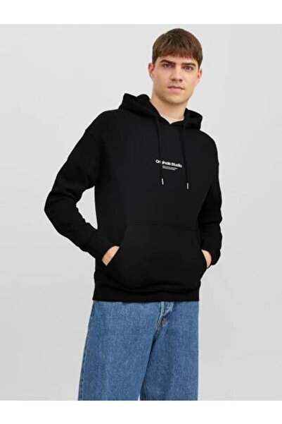 Jack & Jones Kapüşon Yaka Siyah Erkek Sweatshırt 12241687_JORVESTERBRO SWEAT ...