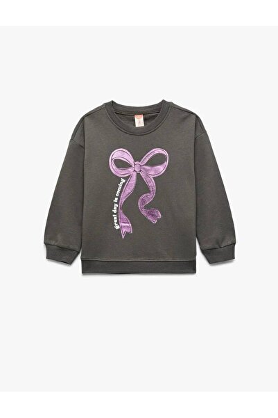 Koton Hanorac cu mânecă lungă, cu decolteu în formă de bowknot, imprimat