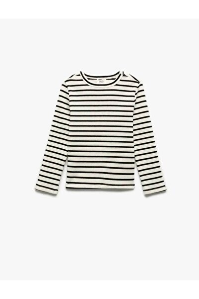 Koton Μακρυμάνικο μπλουζάκι με ριγέ μαύρο κορίτσι 6WKG10288AK