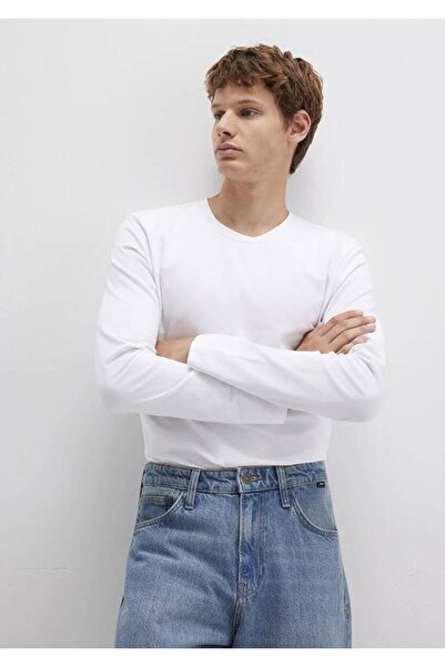 Mavi Erkek Uzun Kollu Beyaz Basic T-shirt 062477-23248