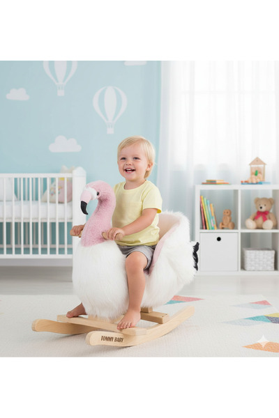 Tommybaby Sallanan Oyuncak At, Sallanan Ahşap Flamingo Sallanan Flamingo